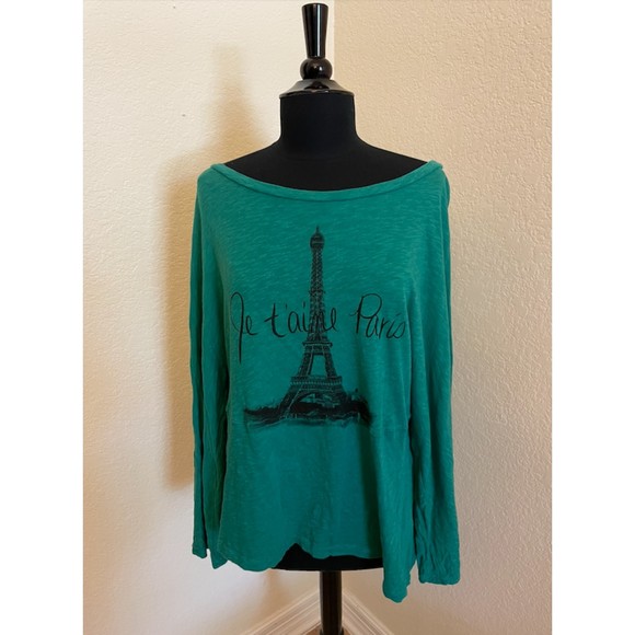 Casa Lee Off the Shoulder Paris Eiffel Tower Top - Sz XL - Picture 1 of 5